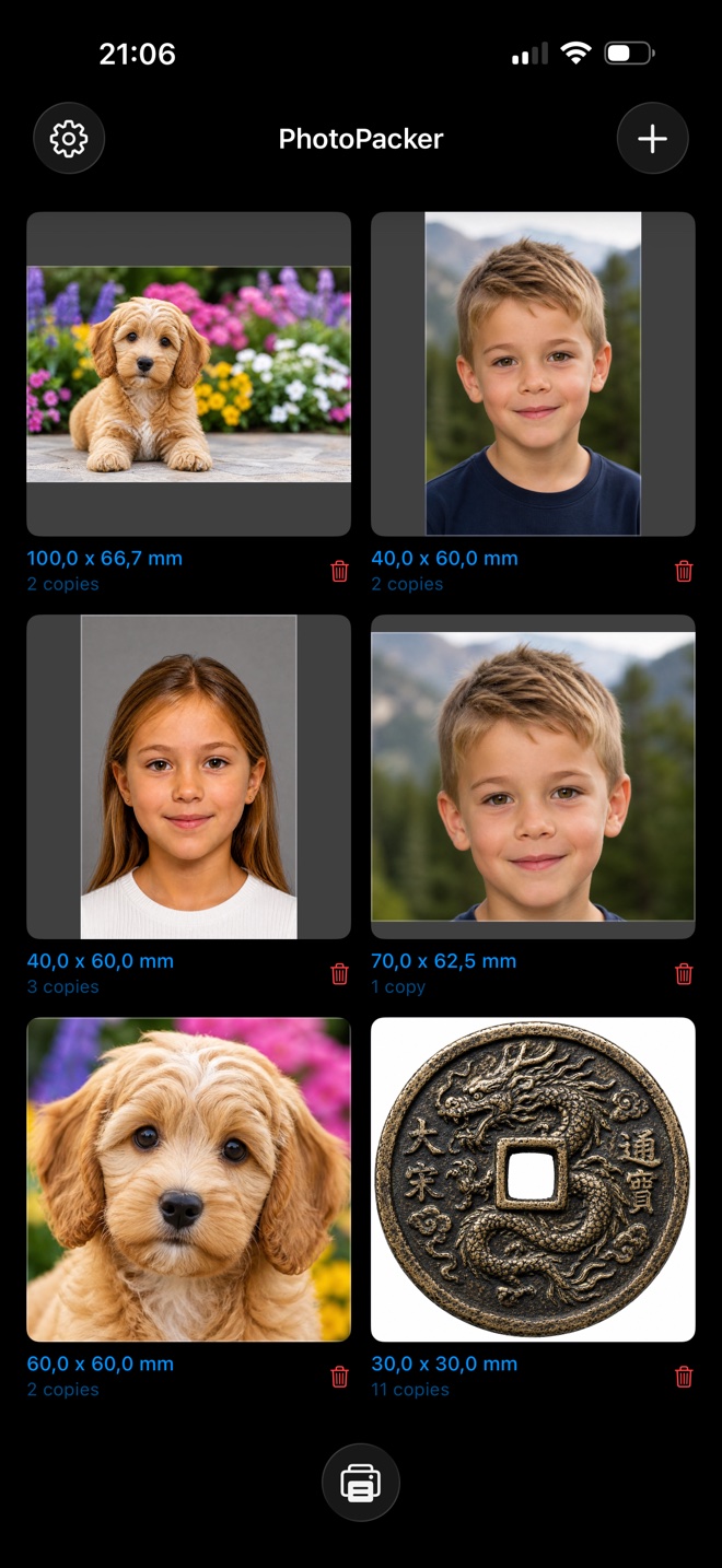 PhotoPacker photo list